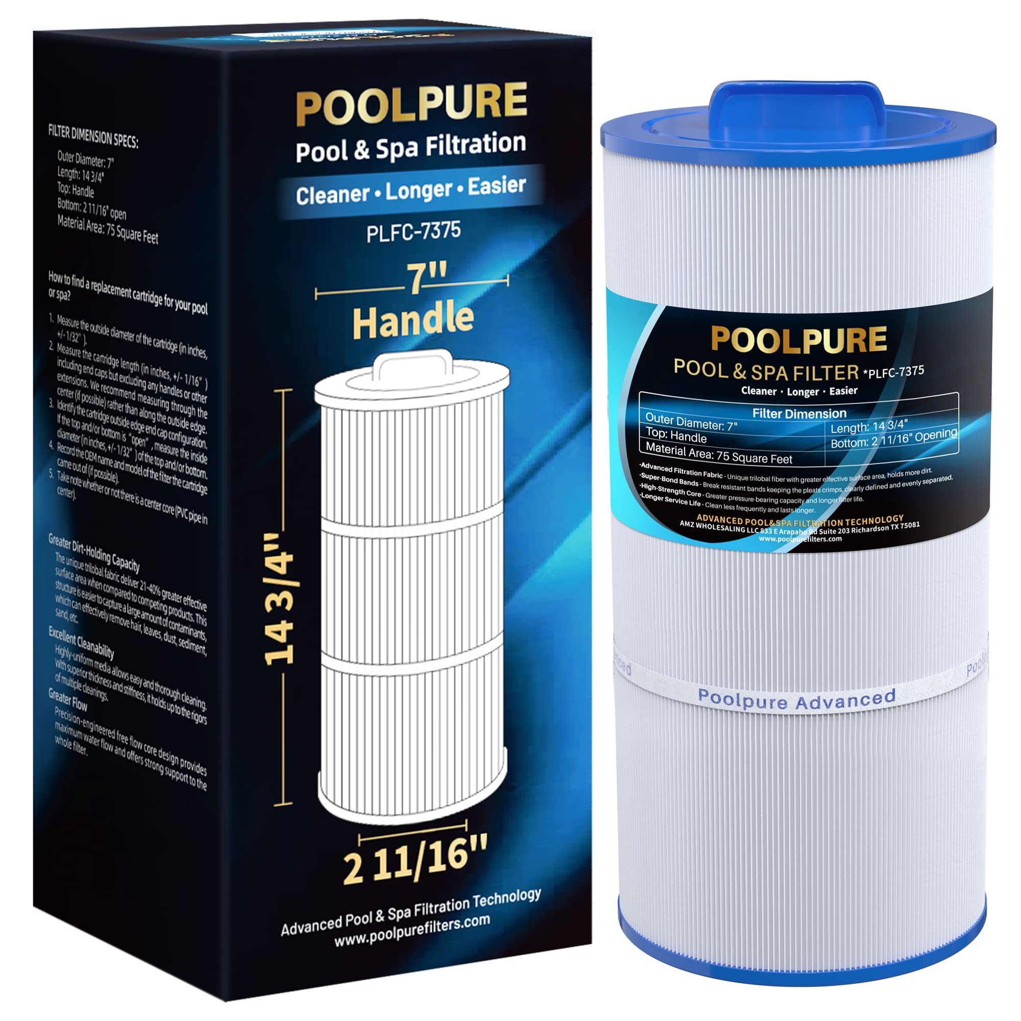 Amazon.com : POOLPURE C-7375 Spa Filter Replaces PCD75N